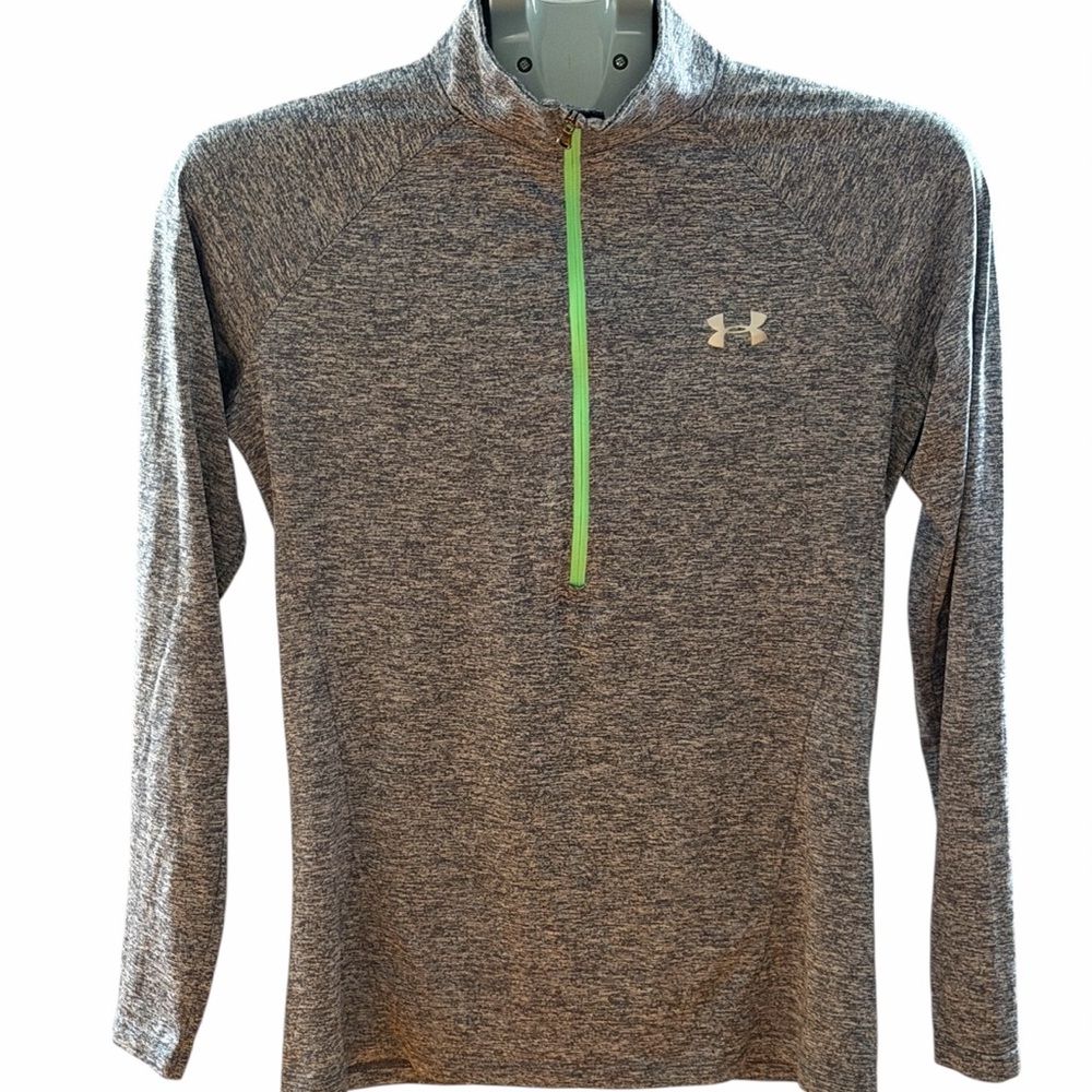 Under Armour Heathered Gray Pullover with Green Accent